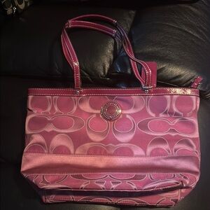 Coach Pink Signature Tote Bag